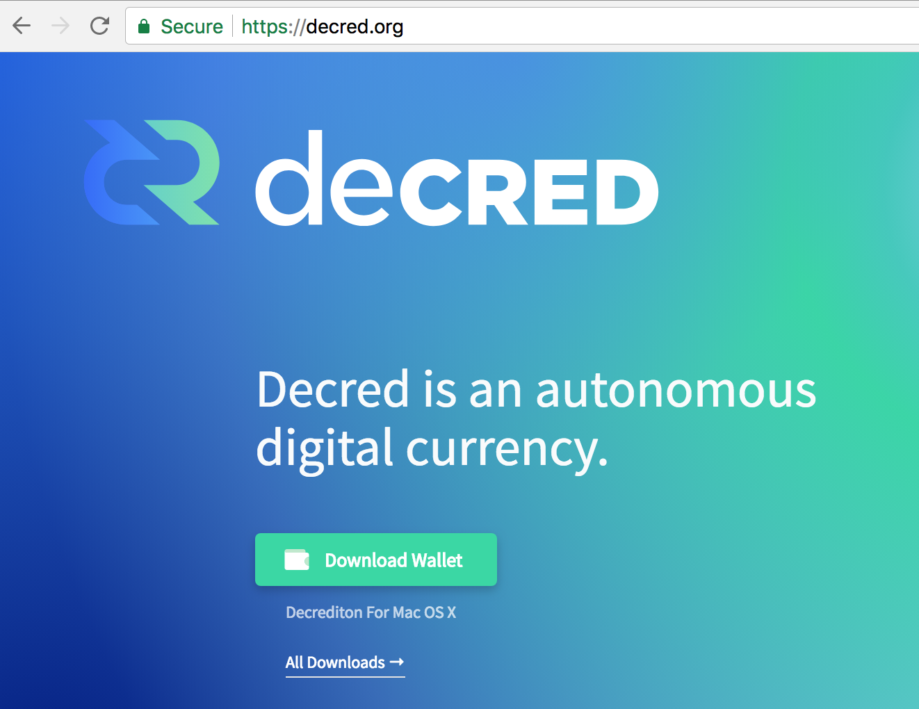 Figure 1 - Download link for Decrediton on decred.org