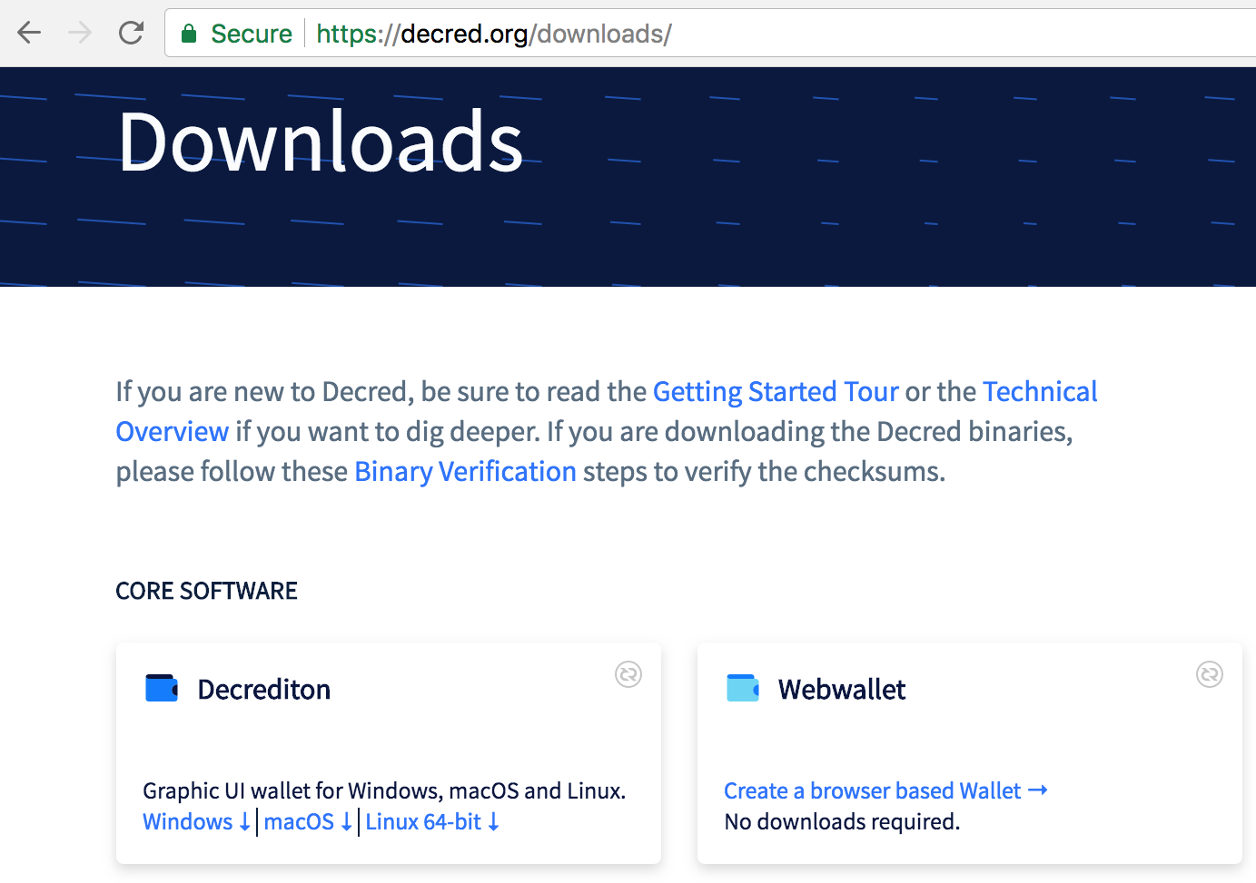 Figure 2 - Decrediton downloads for other platforms