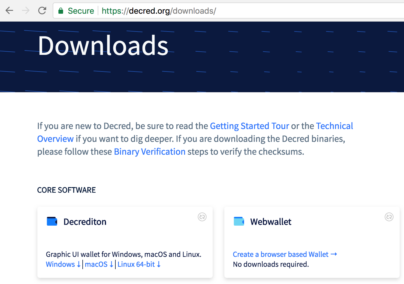 Figura 2 - Downloads do Decrediton para outras plataformas