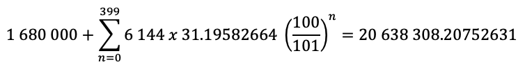 Equation 3.1 - Decred estimated issuance equation (until June 2039)